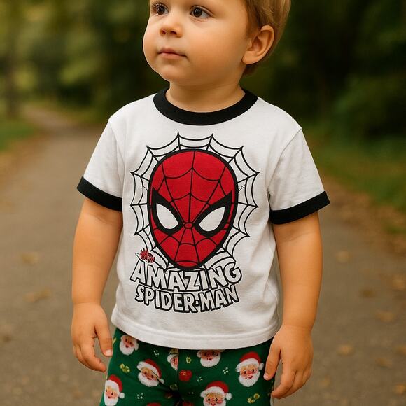 Gymboree Boys Tee Sz 4T Gym Friends Amazing Spider-Man Black‎ White Ringer Shirt - Picture 3 of 10